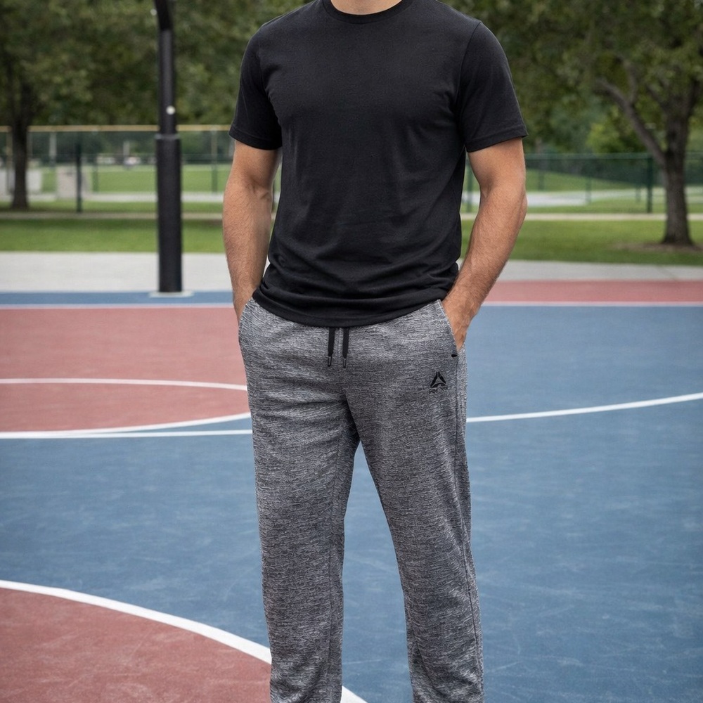 Reebok Men's Black and Gray Joggers. Reebok Grey Sweatpants for men Size Medium